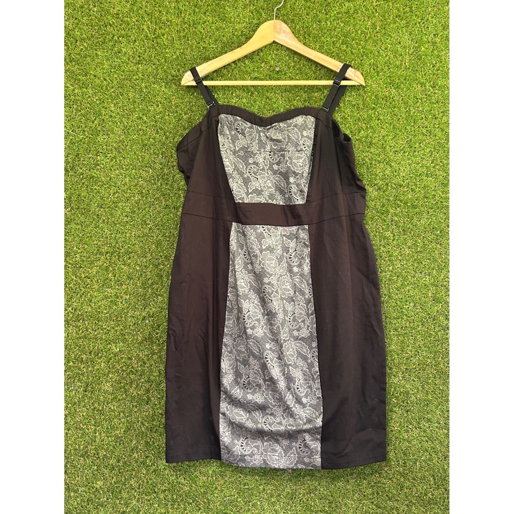 Torrid Black Lace Panel Dress Plus Size Adjustable Straps Cotton Blend 16